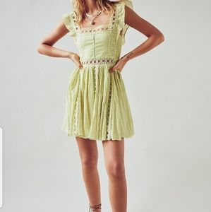NWT Free People Verona Dress in Lime Medium